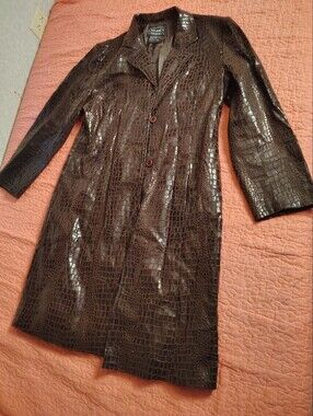 Selene Sport Brown Croc-Embossed Faux Leather Jacket